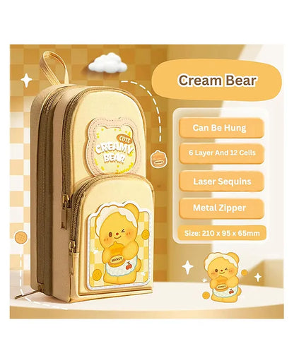 Creamy Bear Pencil Case – Creamy & Blue