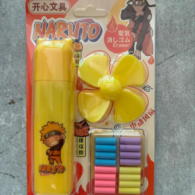 Naruto electric eraser with refill rubber for kids