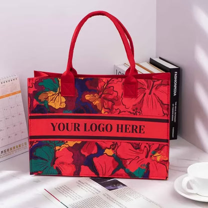 Branded Large Capacity Felt Tote