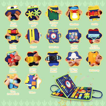 Felt Busy Activity Board & Montessori Busy Book for Toddlers