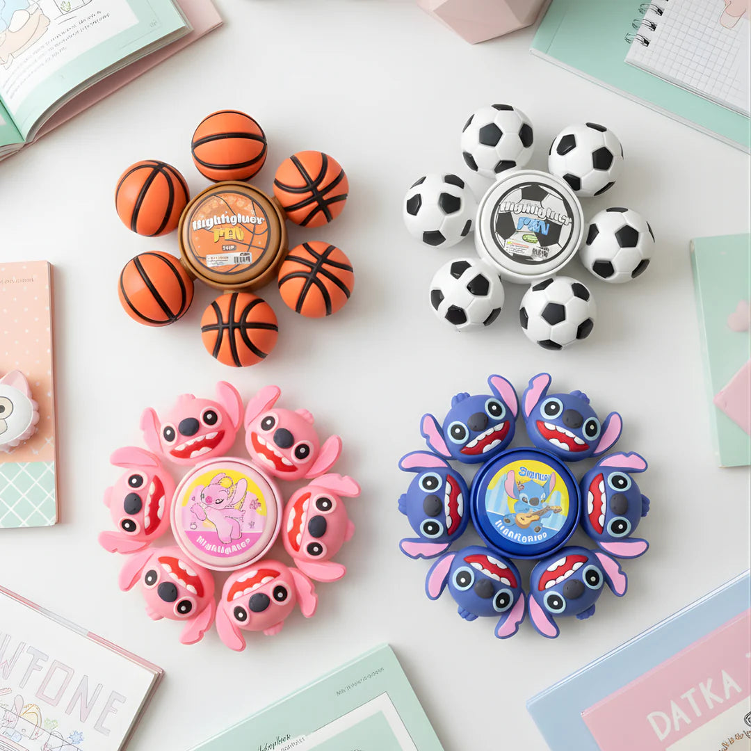 Fidget spinner highlighter pen with 6 color tips