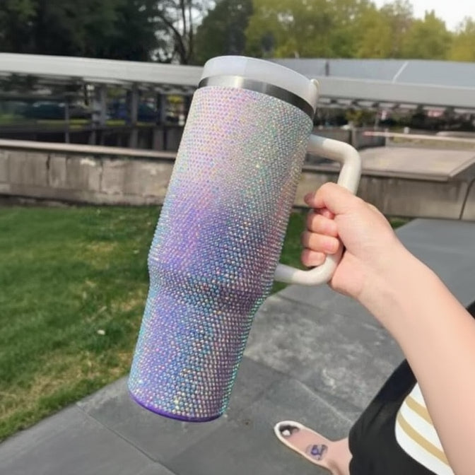 Glitter rhinestone tumbler cup