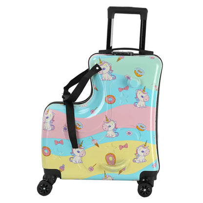 Children ride on suitcase trolley bag