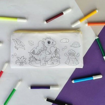 DIY pencil pouch with colours for kids creative activity