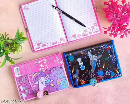 Space themed lock diary notebook