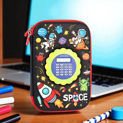 Space Theme Pencil Box with Calculator