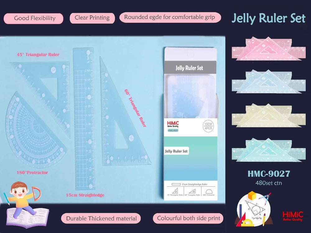 Plastic Jelly Ruler Set 