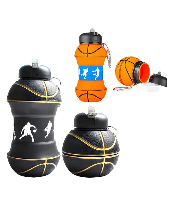 SCHOOLISH 550 ml Silicone Expandable & Foldable Basketball Water Bottle