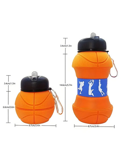 SCHOOLISH 550 ml Silicone Expandable & Foldable Basketball Water Bottle