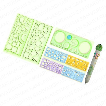 8-Piece Dinosaur Drawing Ruler Kit