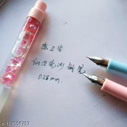 Unicorn glitter fountain pen set with bookmark