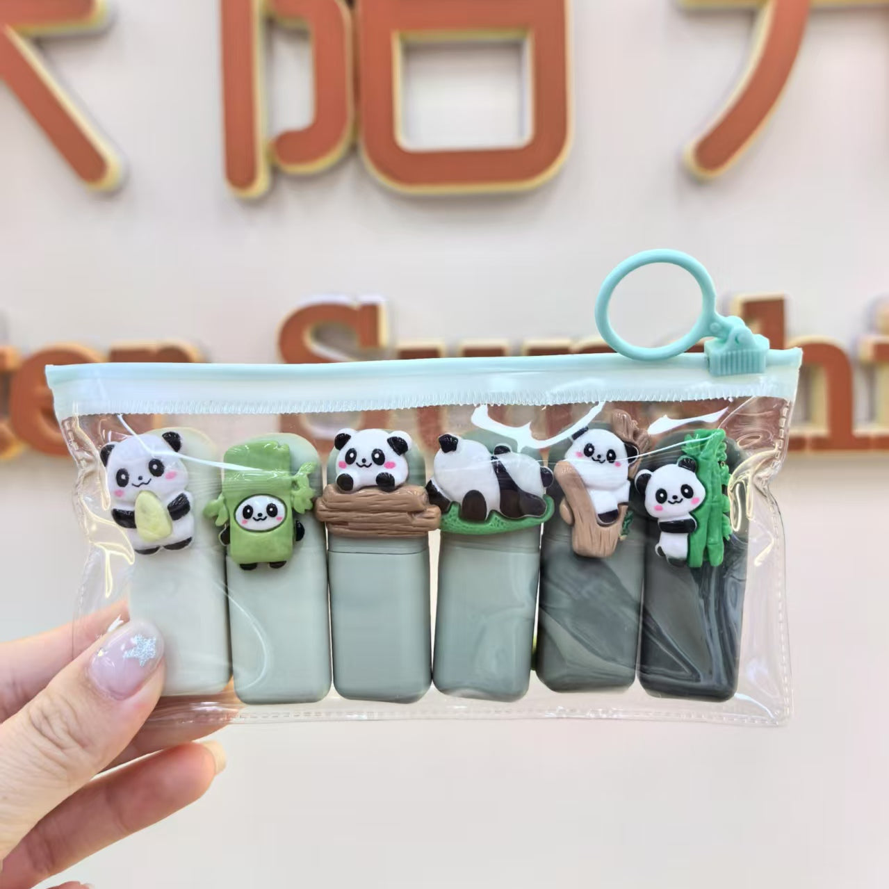 Panda highlighters set of 6 for kids, students, and office
