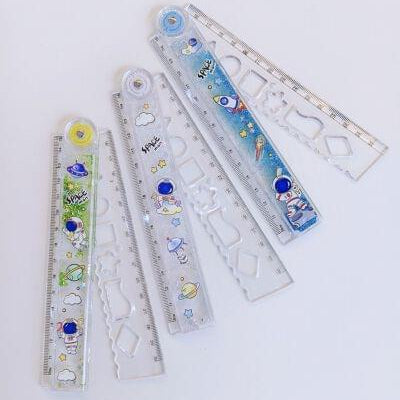 Foldable space glitter ruler scale 30cm transparent water glitter