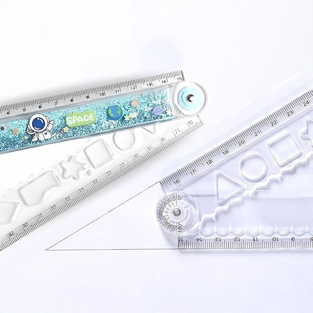 Foldable space glitter ruler scale 30cm transparent water glitter