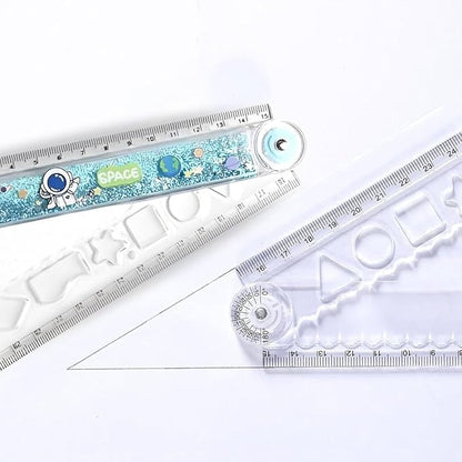 Foldable space glitter ruler scale 30cm transparent water glitter