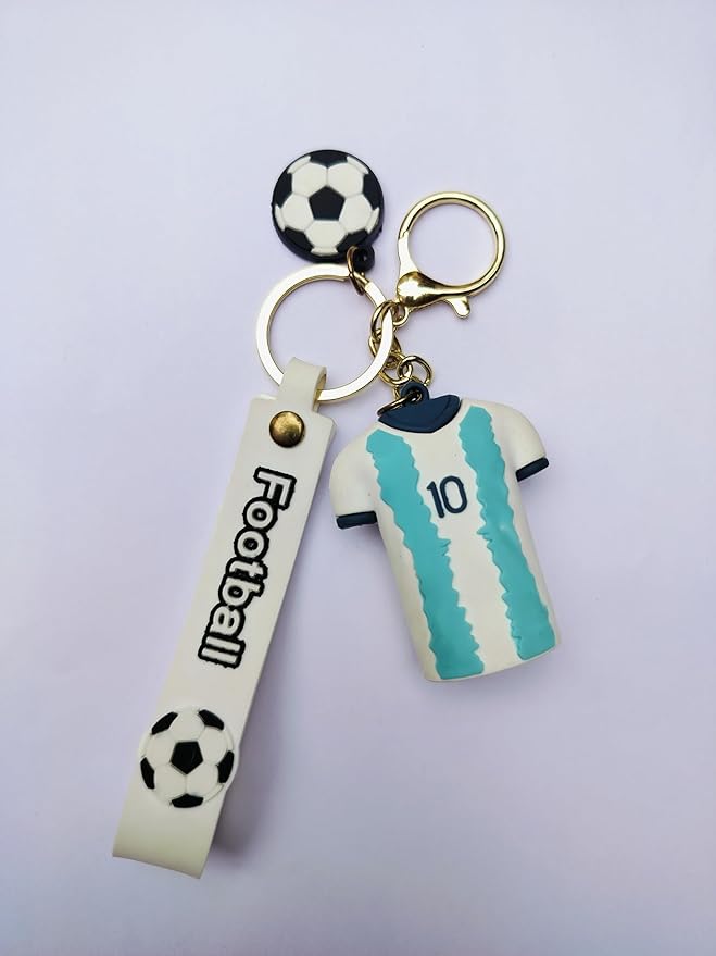 Vision White & Blue 3D Messi Jersey Keychain
