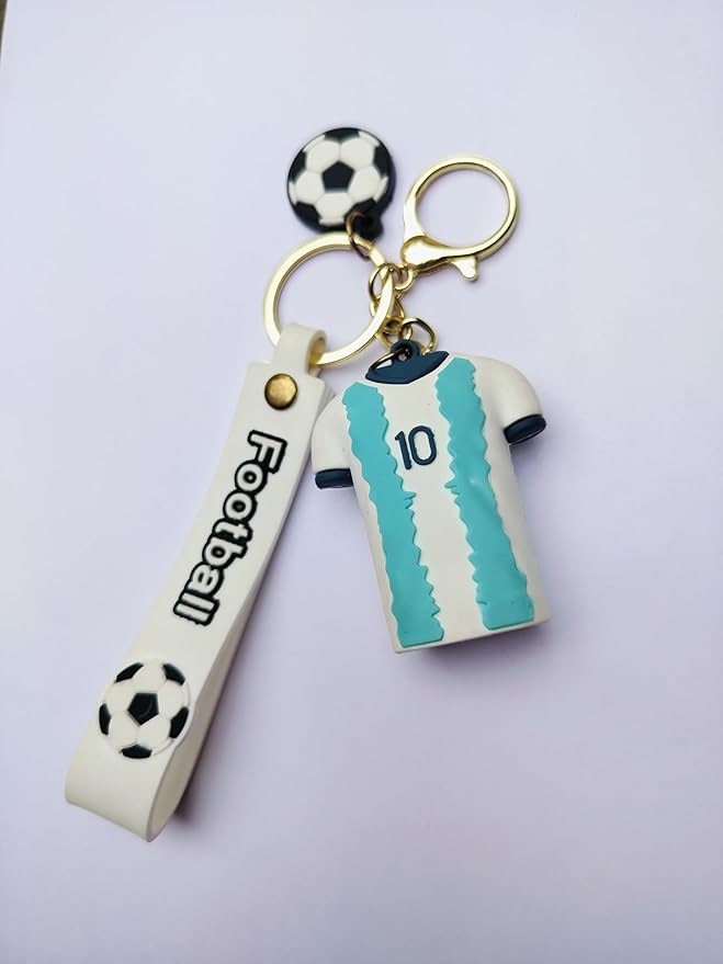 Vision White & Blue 3D Messi Jersey Keychain