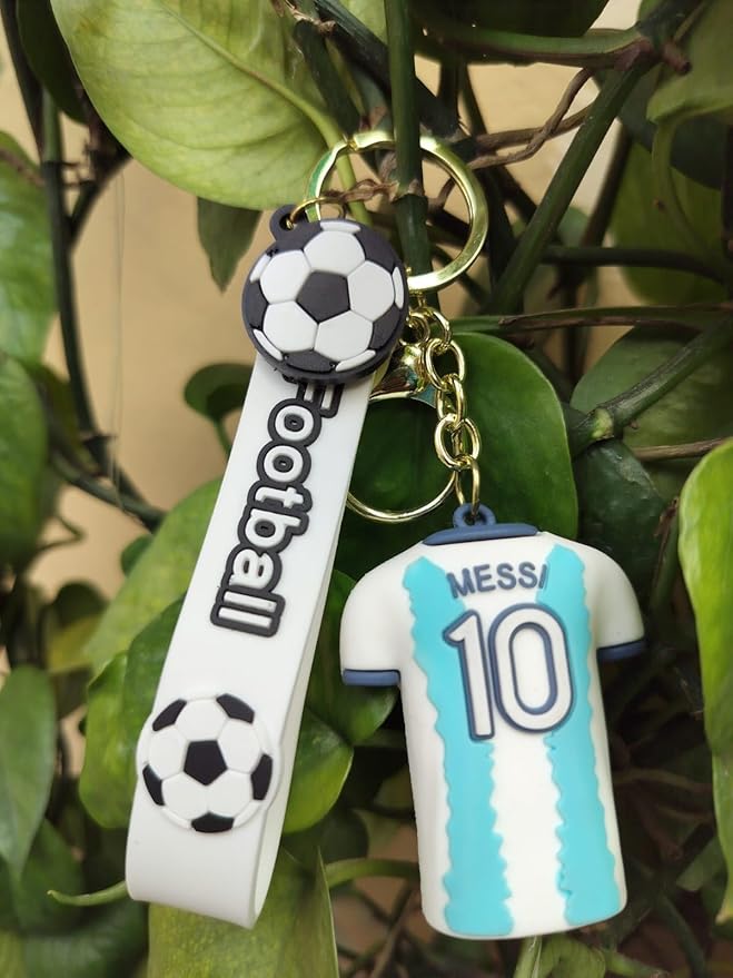 Vision White & Blue 3D Messi Jersey Keychain