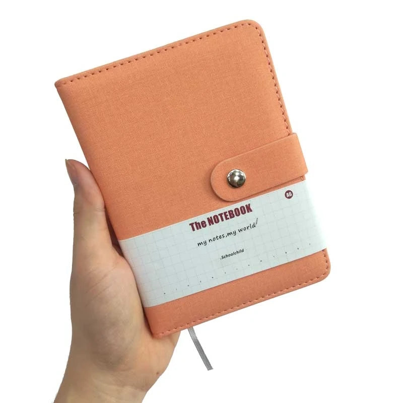 Small button leather notebook A6 size journal