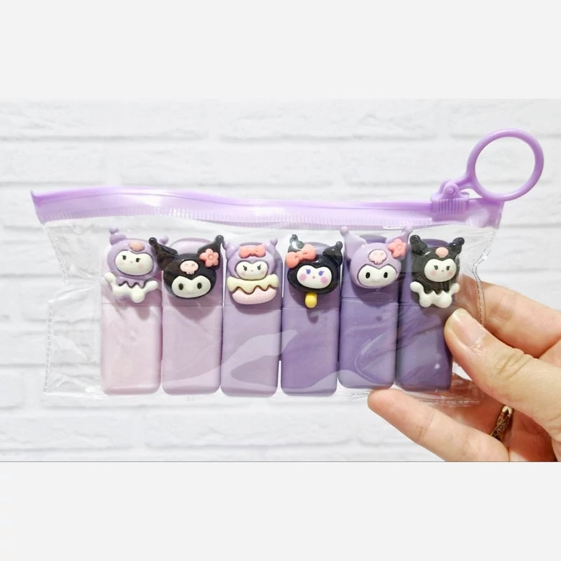 Cute character highlighter set pack of 6 pens