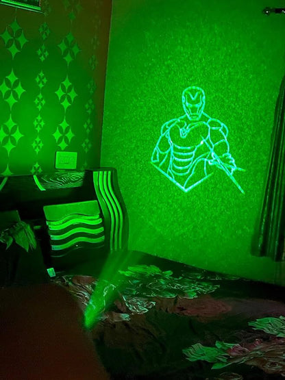 Superhero Laser Projection Night Light projecting on wall