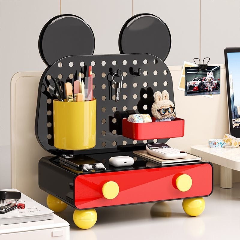 Cute cartoon mouse-ear desk organizer with drawer