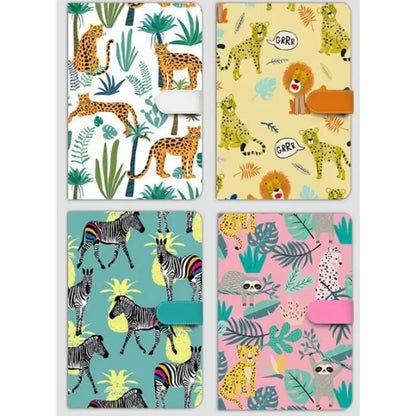 Animal theme magnetic lock diary