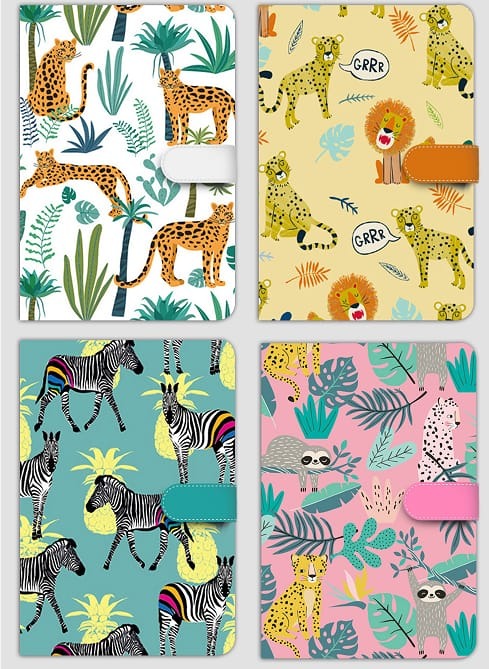 Animal theme magnetic lock diary