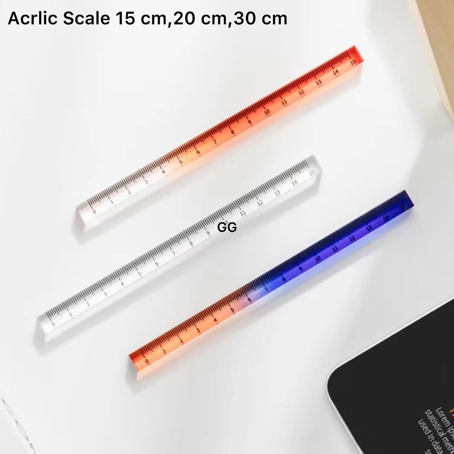Colorful transparent plastic ruler for students