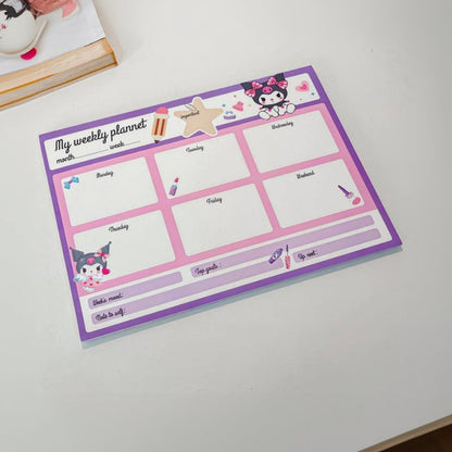 Kuromi weekly planner notebook for cute task planning